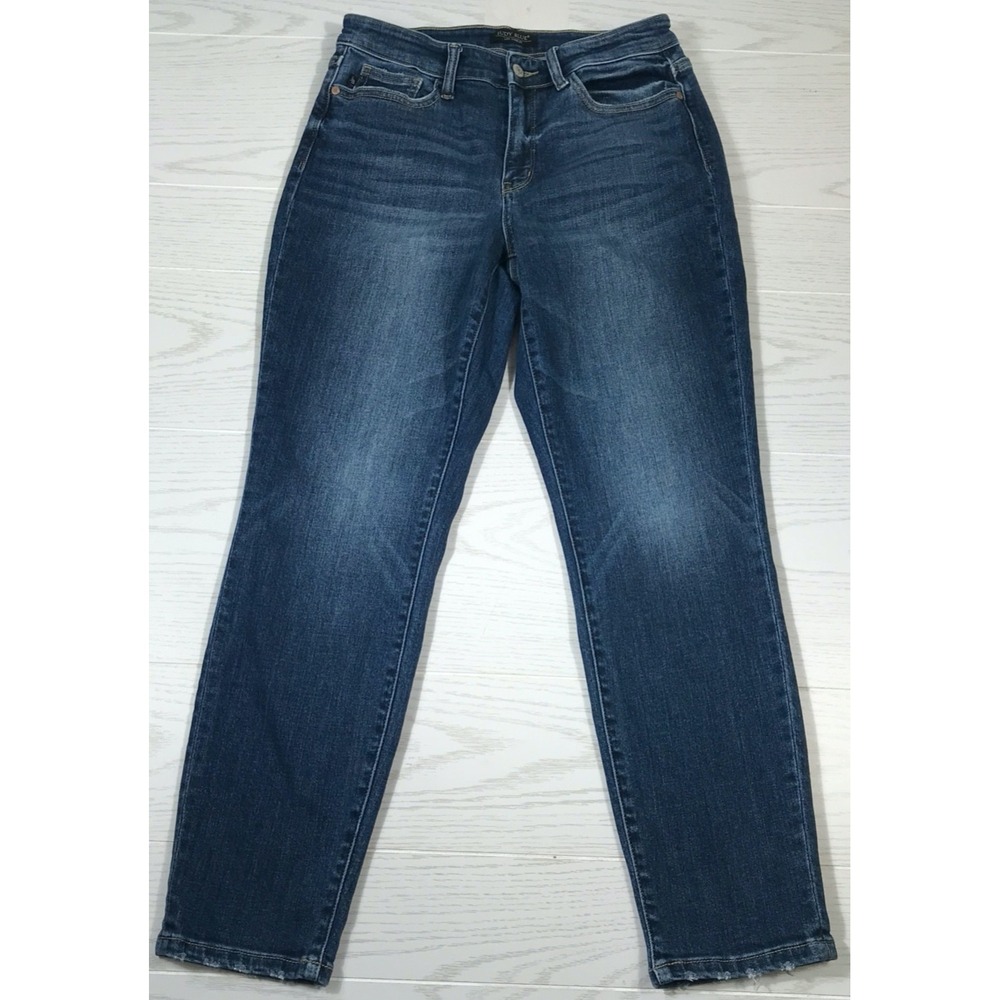 Judy Blue Boyfriend Fit Jeans Womens 7/28 Blue Stretch Mid Rise Tapered Comfort